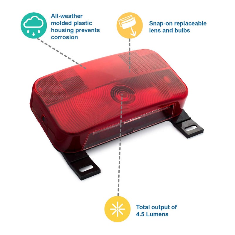 Lumitronics Red Surface Mount Light, License Bracket and License Light, Stop/Turn/Tail for RV, Trailer, Camper, 5th Wheel, Motorhome (Black) - Image 4